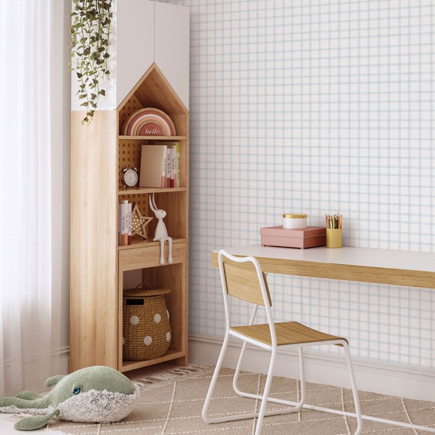 Geometrikus vlies tapéta, kék, kockás, 290-2, Enzo,  ICH Wallcoverings