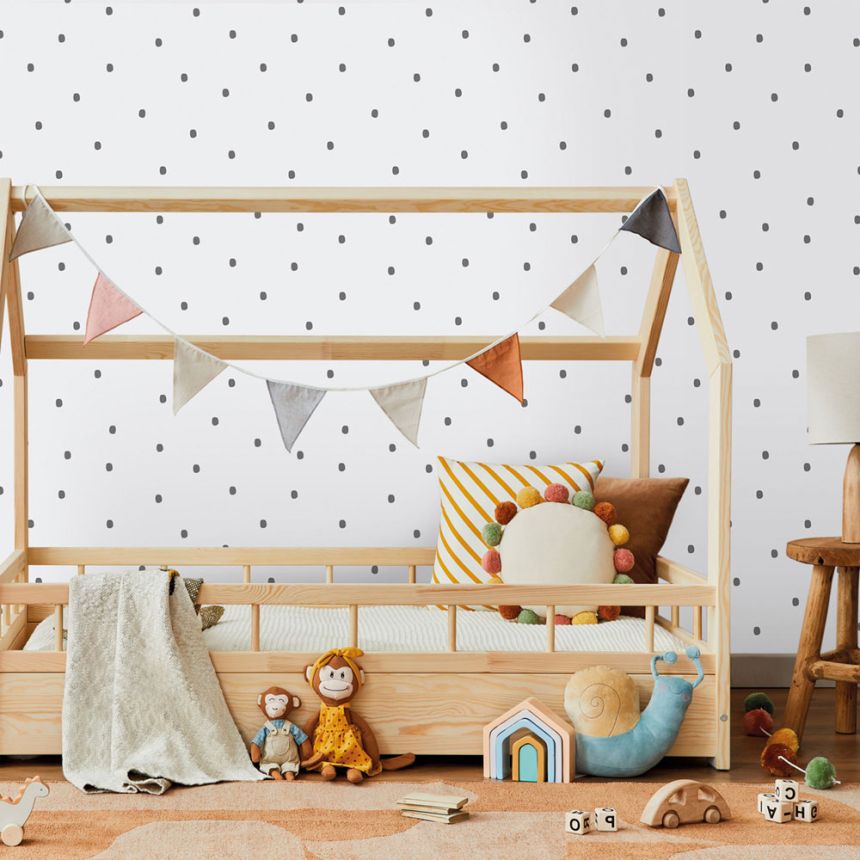 Vlies tapéta, fehér-fekete, pöttyös, 291-4, Enzo,  ICH Wallcoverings