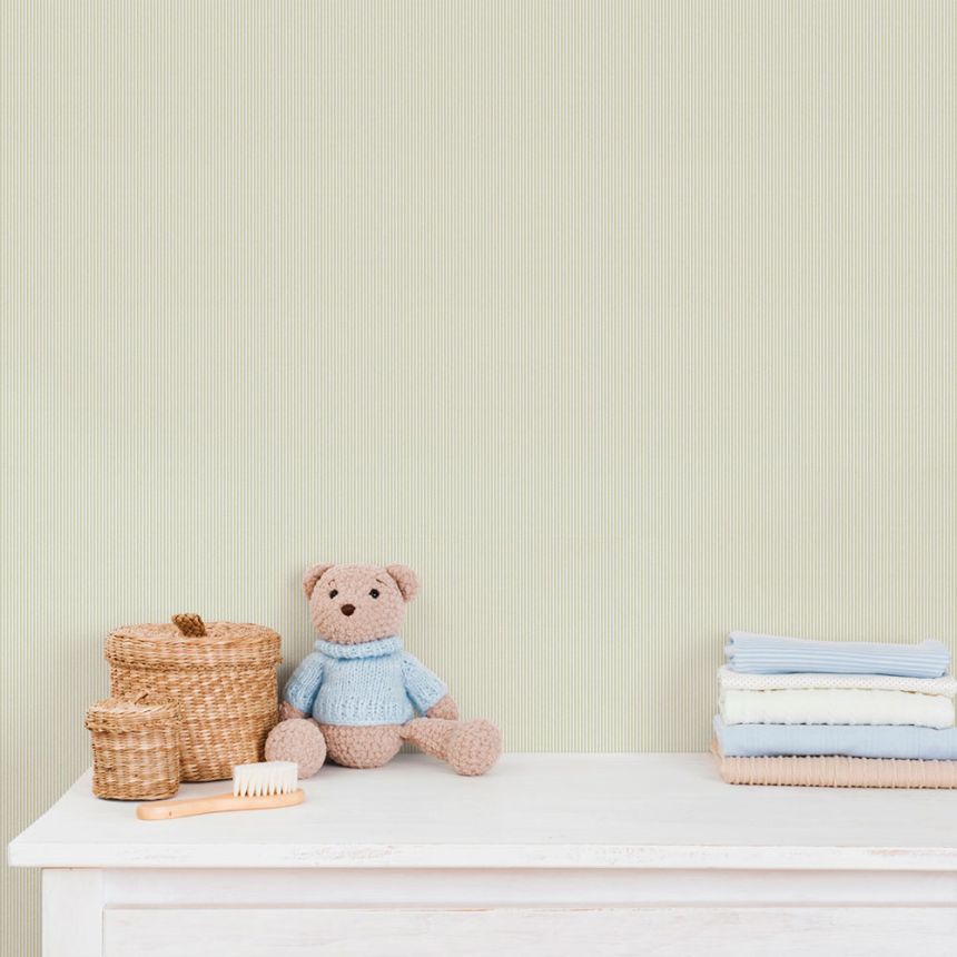 Vlies tapéta, zöld-fehér, csíkok, 292-4, Enzo,  ICH Wallcoverings