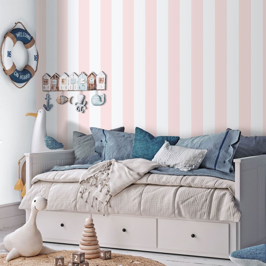 Vlies tapéta, rózsaszín-fehér, csíkok, 293-1, Enzo,  ICH Wallcoverings