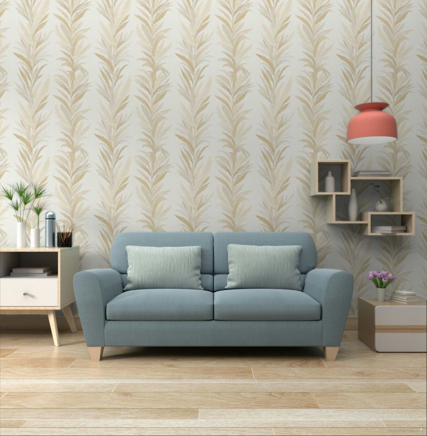 Tapéta, krém-bézs, levelek, 35902, Ornamenta, Parato by Cristiana Masi
