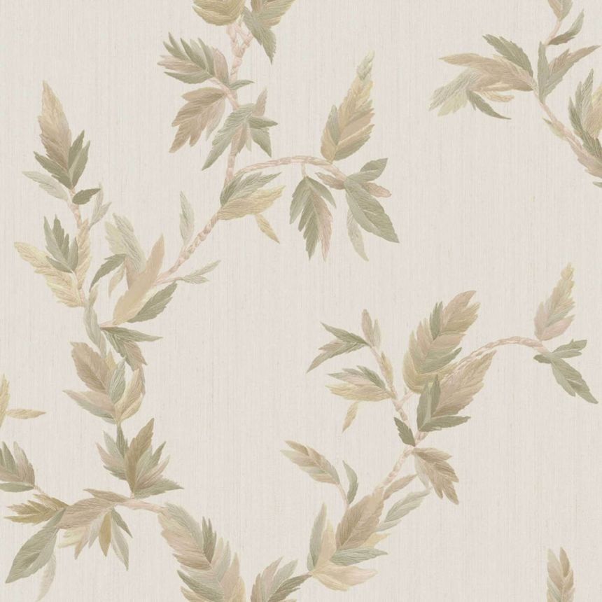 Tapéta, bézs-zöld, levelek, 35917, Ornamenta, Parato by Cristiana Masi