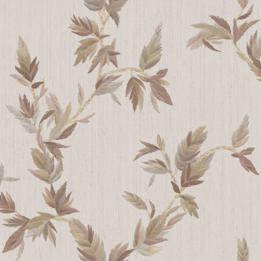 Tapéta, szürke-krém, levelek, 35918, Ornamenta, Parato by Cristiana Masi