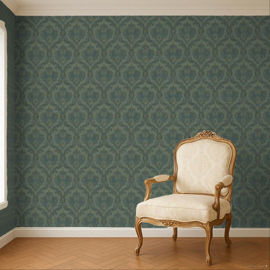 Tapéta, zöld, barokk, 35945, Ornamenta, Parato by Cristiana Masi