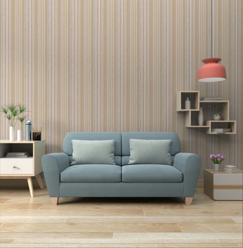 Tapéta, barna-bézs, csíkok, 32453, Vitalis, Parato by Cristiana Masi