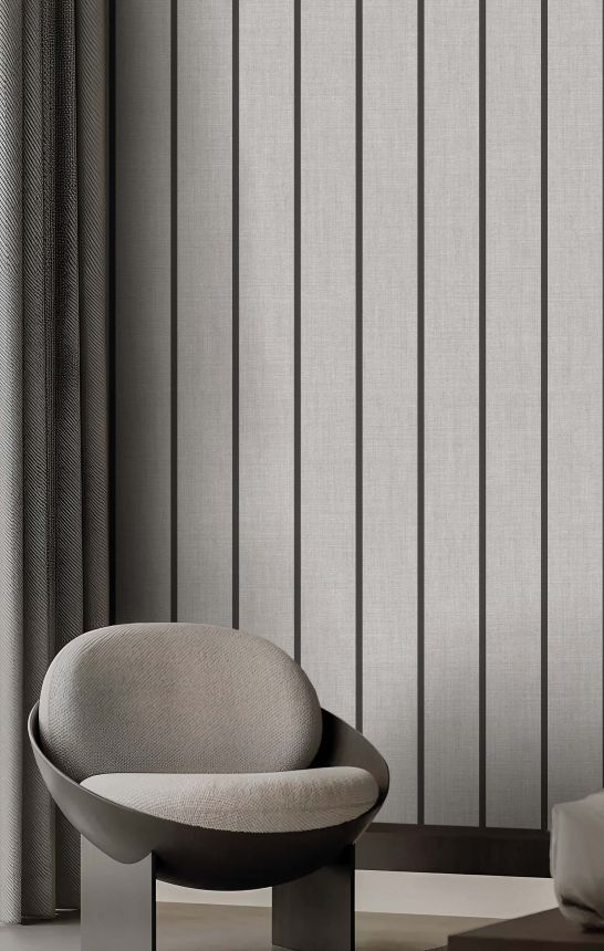 Tapéta, szürke-fekete, szövet hatás, csíkos, 38462, Top Stripes, Parato by Cristiana Masi
