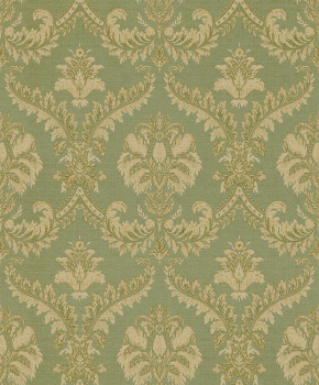 Vlies tapéta, zöld-bézs, barokk minta, 23607, The Best Classic & Elegant, Cristiana Masi by Parato
