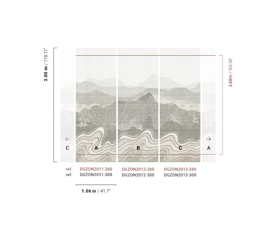 Posztertapéta, szürke, hegyi táj, DGZON2012-260, Amazone, Masureel