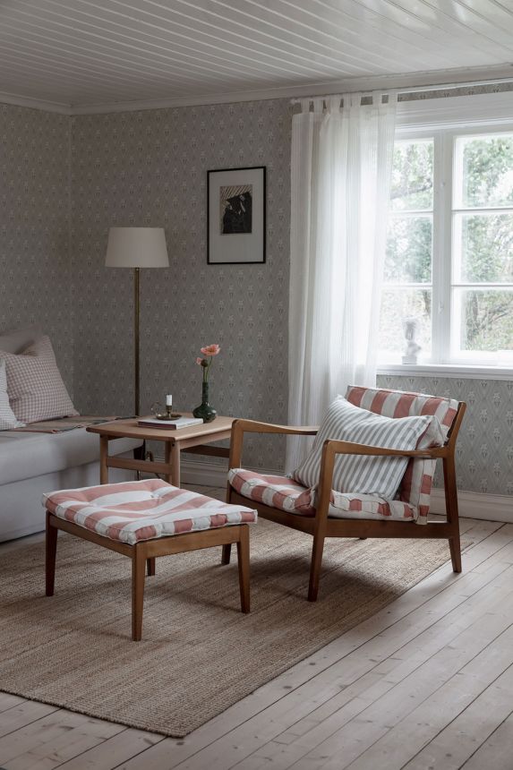 Tapéta, szürke, kastélyminta, ornamentika, 4166, Alla Tiders Hus, Borastapeter