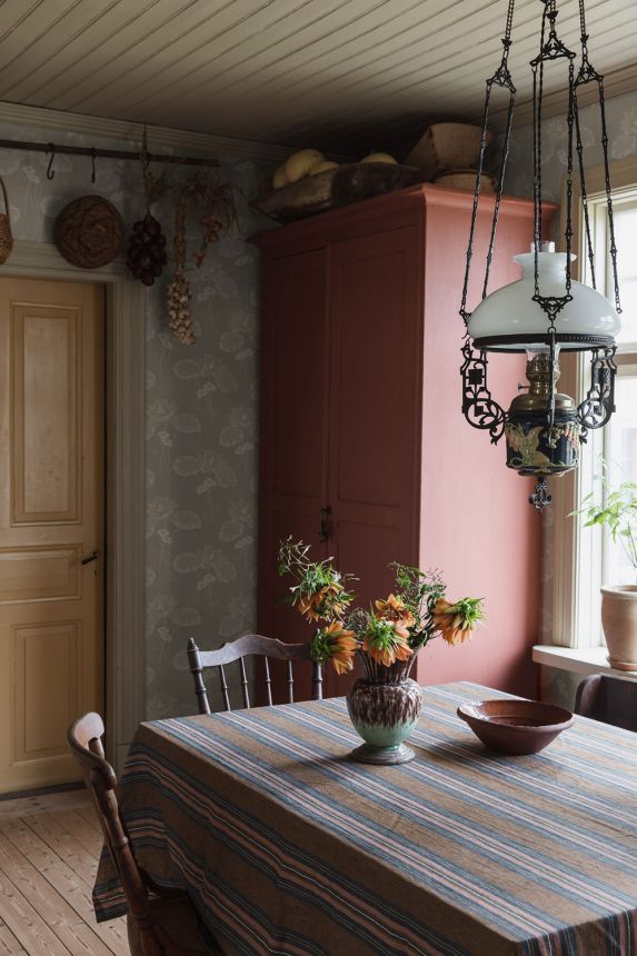 Tapéta, szürke, virágok, tavirózsák, 4169, Alla Tiders Hus, Borastapeter