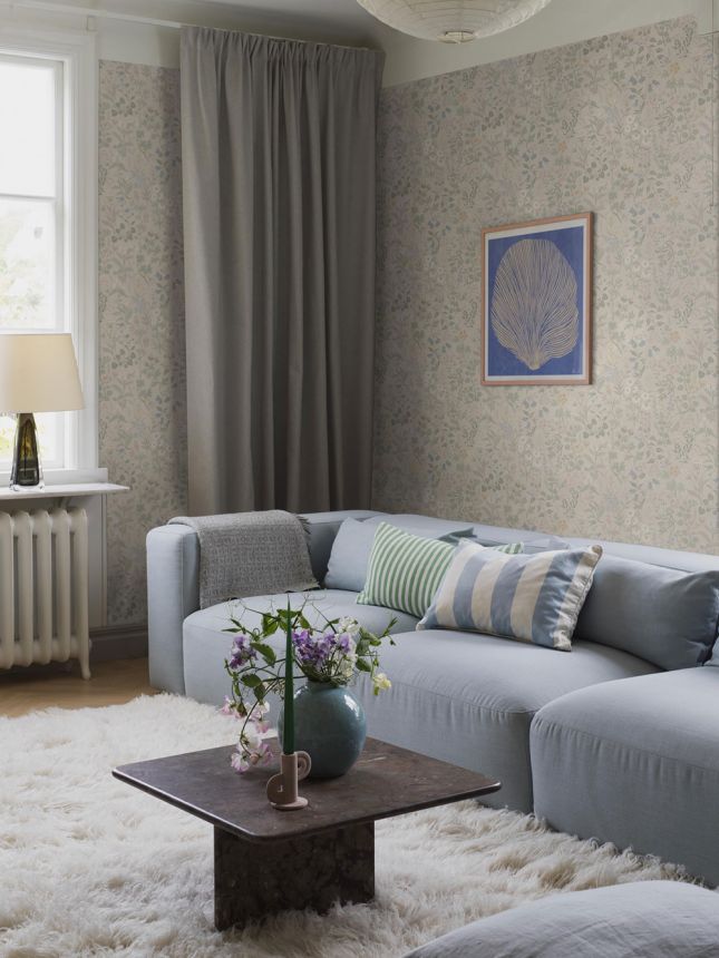 Tapéta, bézs, mezei virágok, 4179, Alla Tiders Hus, Icons, Borastapeter