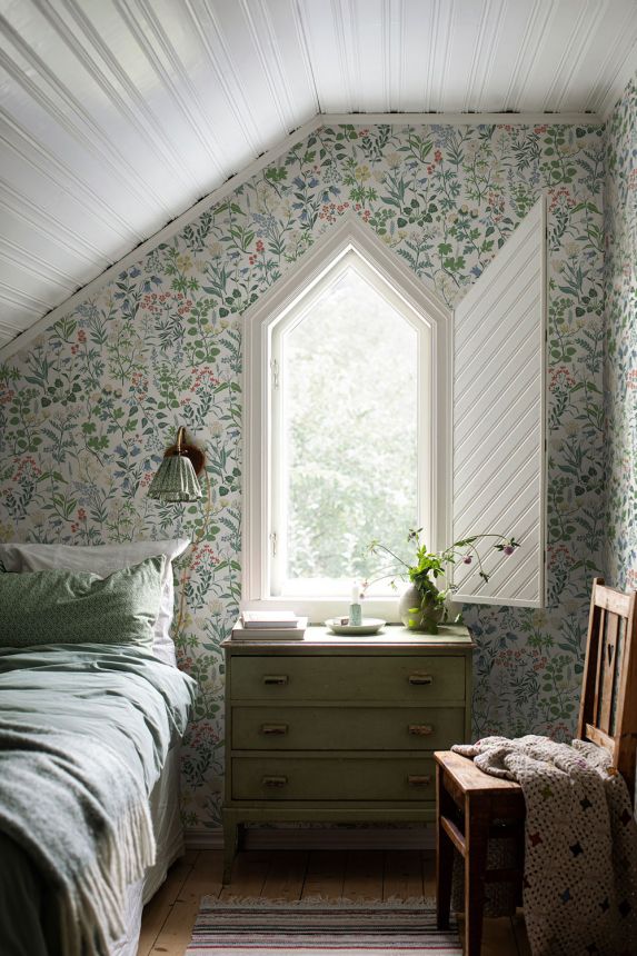 Tapéta, fehér, mezei virágok, 4180, Alla Tiders Hus, Icons, Borastapeter
