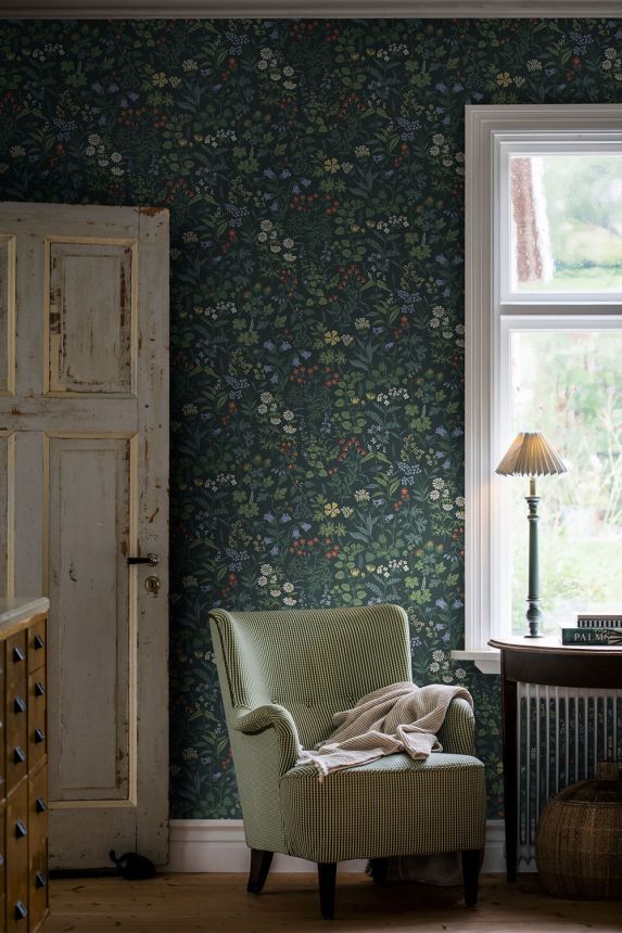 Tapéta, kék, mezei virágok, 4181, Alla Tiders Hus, Icons, Borastapeter