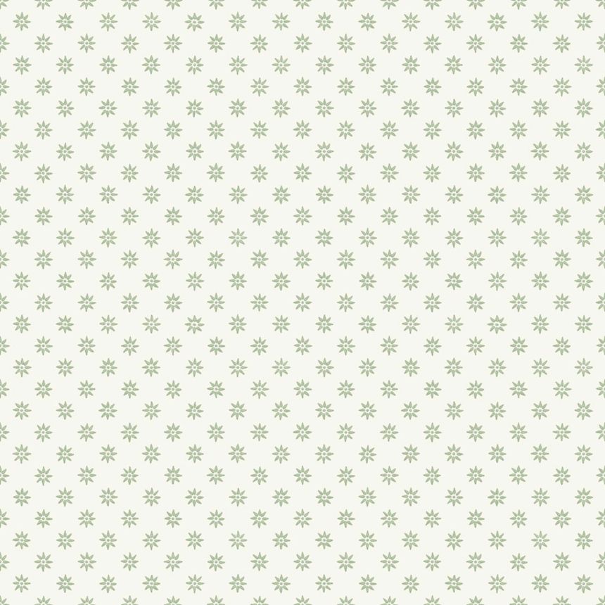 Tapéta, fehér-zöld, virágok, 5809, Nordic Folk, Borastapeter