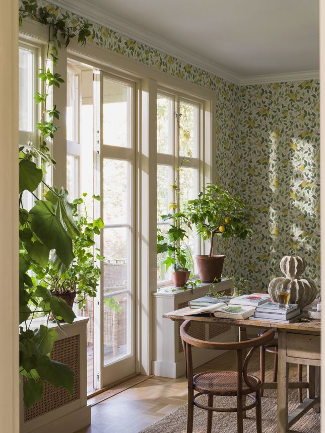 Tapéta, fehér, citromfa, 5702, Orangeri, Boråstapeter