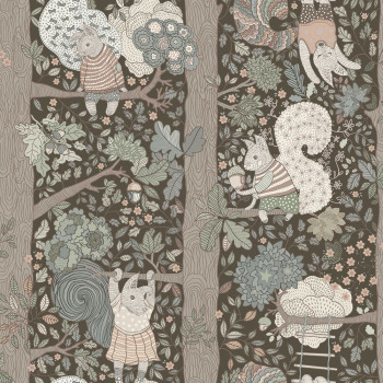 Gyerekszobai barna-zöld tapéta, állatok, 6290, Icons, Borastapeter