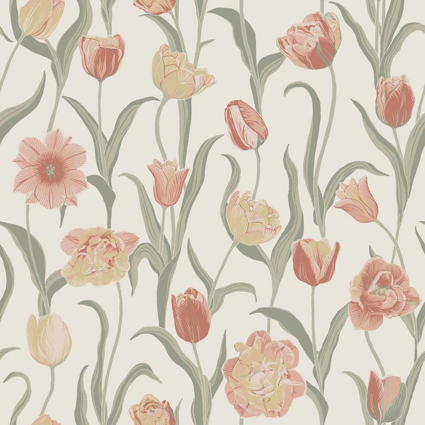 Tapéta, krém, virágok, tulipánok, 6969, Osterlen, Borastapeter
