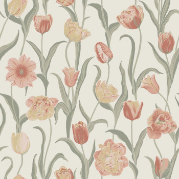Tapéta, krém, virágok, tulipánok, 6969, Osterlen, Borastapeter