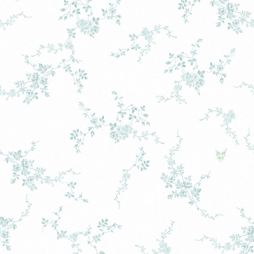 Tapéta, kék-zöld, virágok, 125108, Shabby Chic by Rachel Ashwell