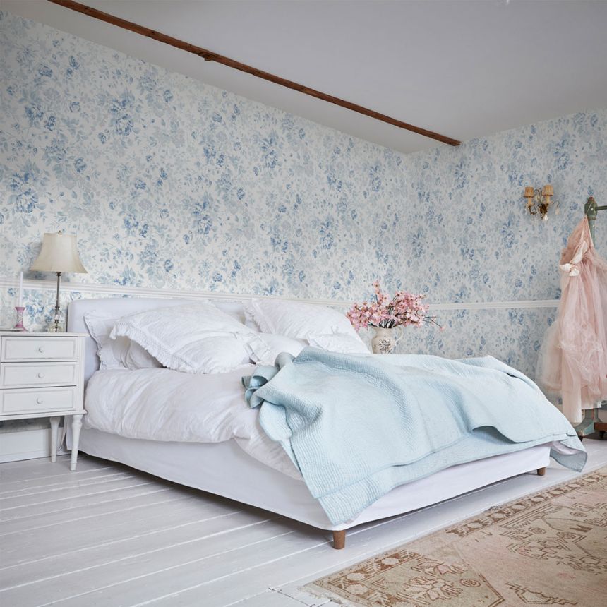 Tapéta, kék, virágok, 125109, Shabby Chic by Rachel Ashwell