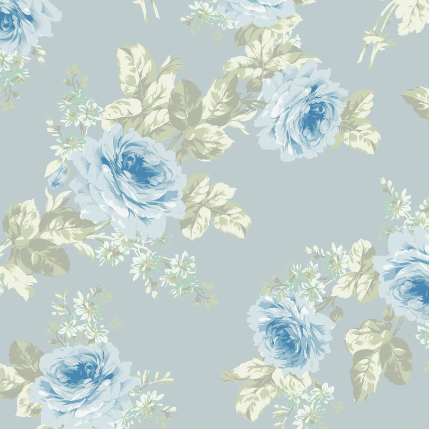 Tapéta, kék-zöld, virágok, 125112, Shabby Chic by Rachel Ashwell