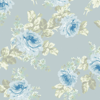 Tapéta, kék-zöld, virágok, 125112, Shabby Chic by Rachel Ashwell