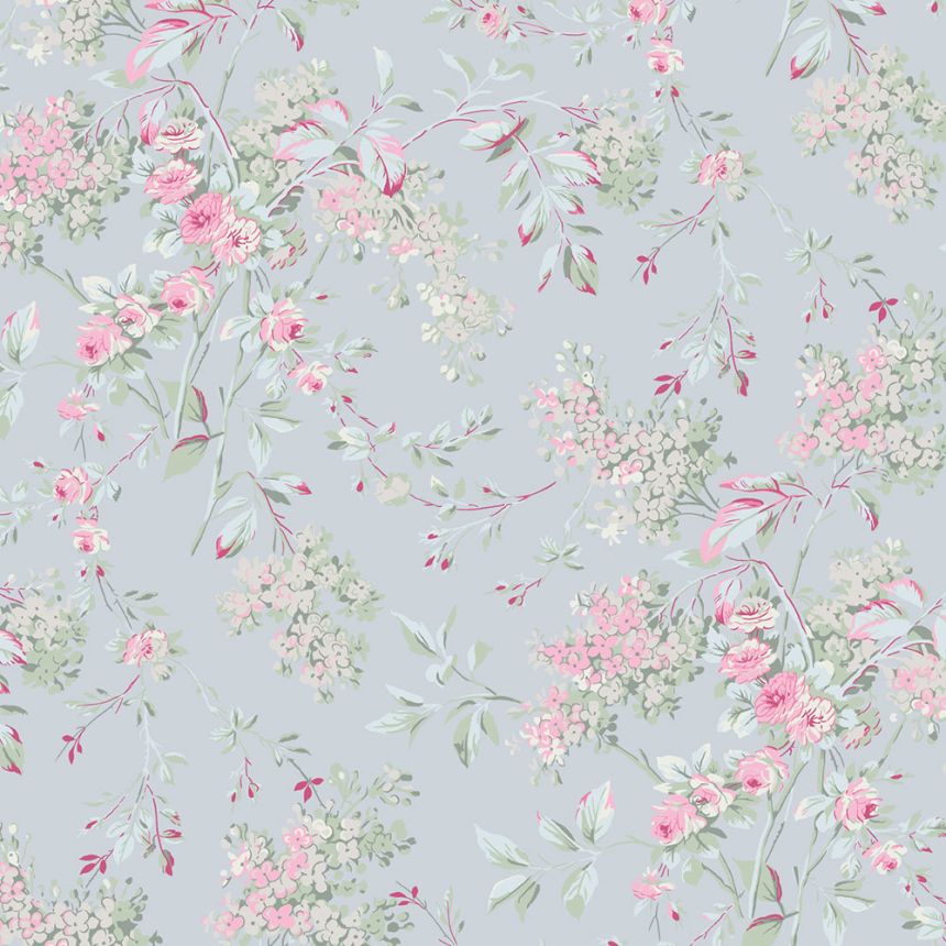 Tapéta, kék, virágok, 125123, Shabby Chic by Rachel Ashwell
