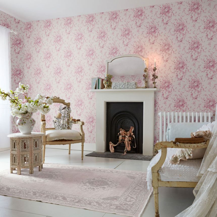 Tapéta, rózsaszín, virágok, 125126, Shabby Chic by Rachel Ashwell