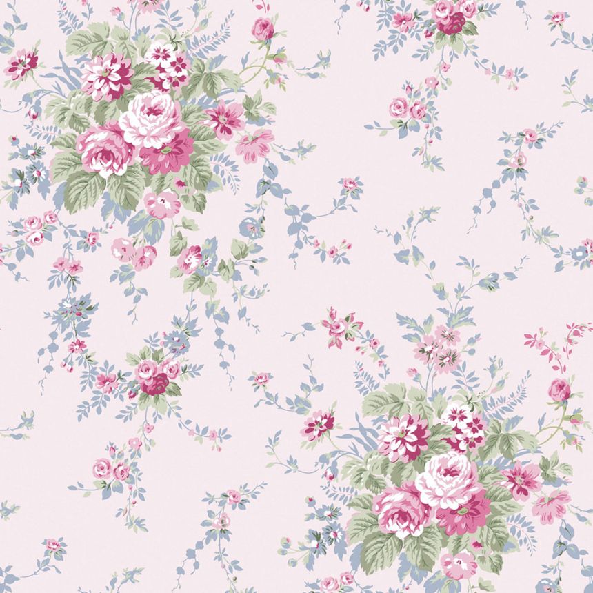 Tapéta, rózsaszín, virágok, 125127, Shabby Chic by Rachel Ashwell