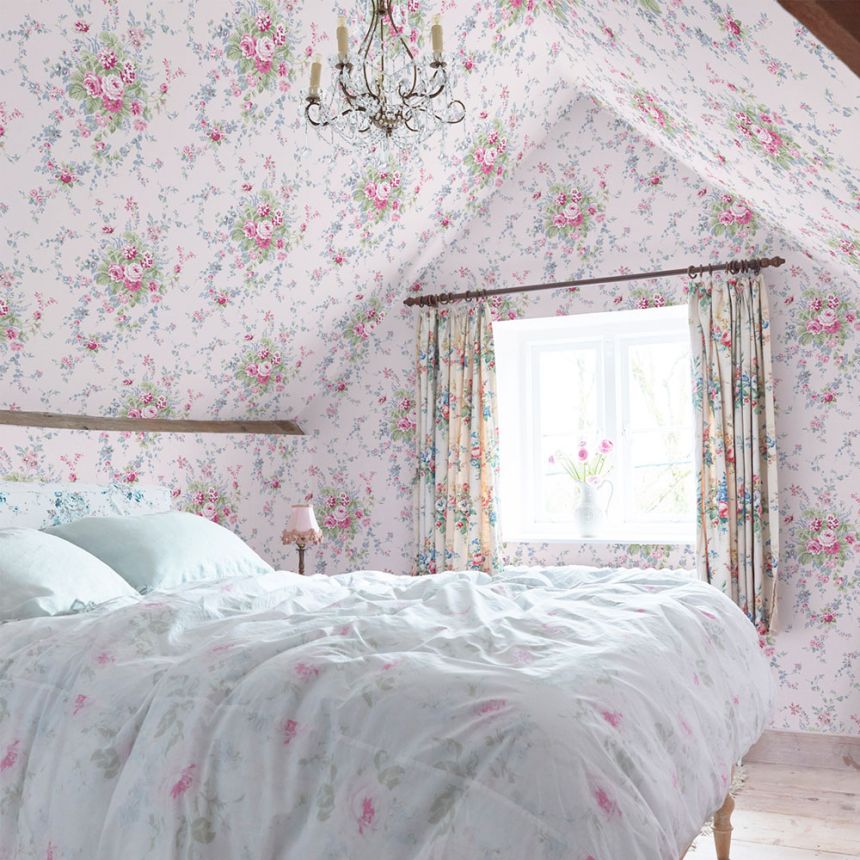 Tapéta, rózsaszín, virágok, 125127, Shabby Chic by Rachel Ashwell