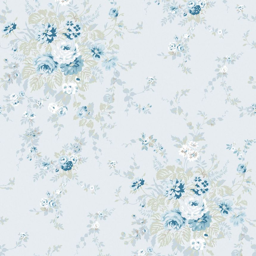 Tapéta, kék, virágok, 125128, Shabby Chic by Rachel Ashwell