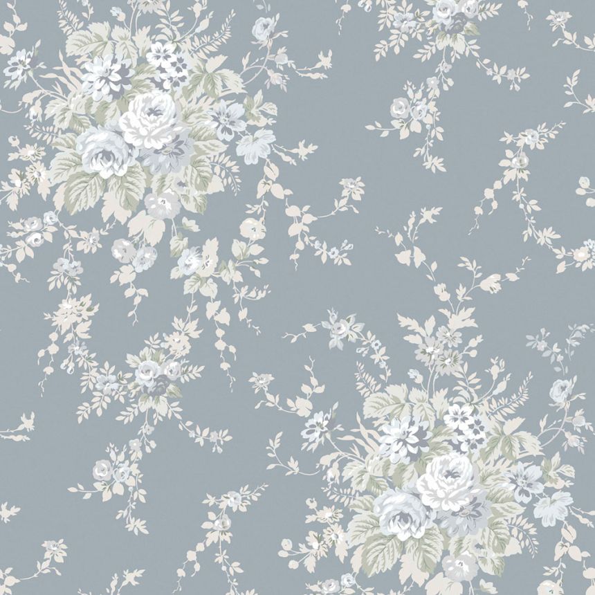 Tapéta, szürke, virágok, 125129, Shabby Chic by Rachel Ashwell