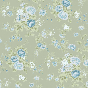 Tapéta, zöld, virágok, 125131, Shabby Chic by Rachel Ashwell