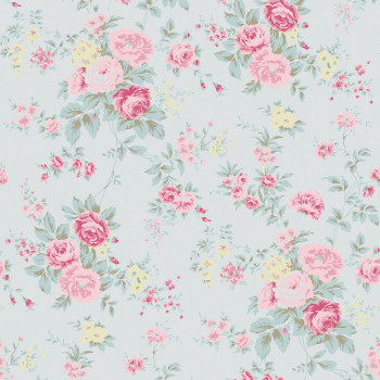 Tapéta, kék, virágok, 125133, Shabby Chic by Rachel Ashwell