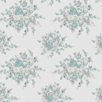 Tapéta, szürke-zöld, virágok, 125134, Shabby Chic by Rachel Ashwell