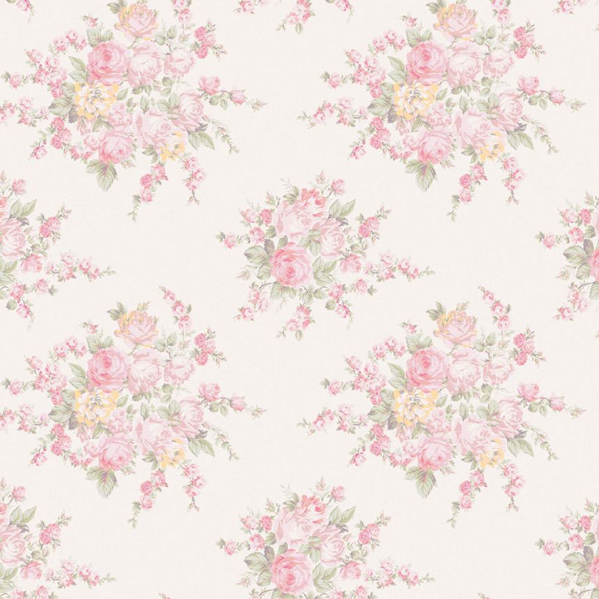 Tapéta, rózsaszín, virágok, 125135, Shabby Chic by Rachel Ashwell