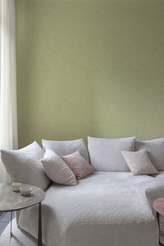 Tapéta, zöld, geometrikus, PW3007, Precious Weaves, Grandeco