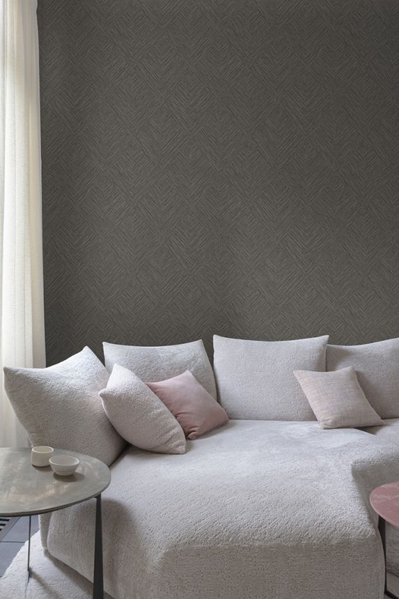 Tapéta, barna, geometrikus, PW3009, Precious Weaves, Grandeco