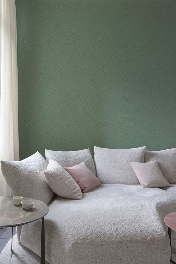 Tapéta, zöld, geometrikus, PW3015, Precious Weaves, Grandeco