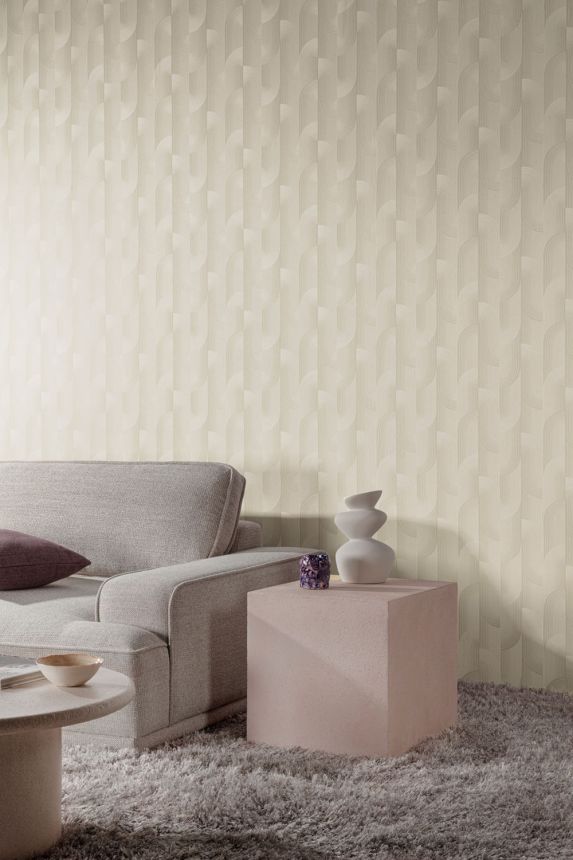Tapéta, krém, geometrikus, PW3101, Precious Weaves, Grandeco