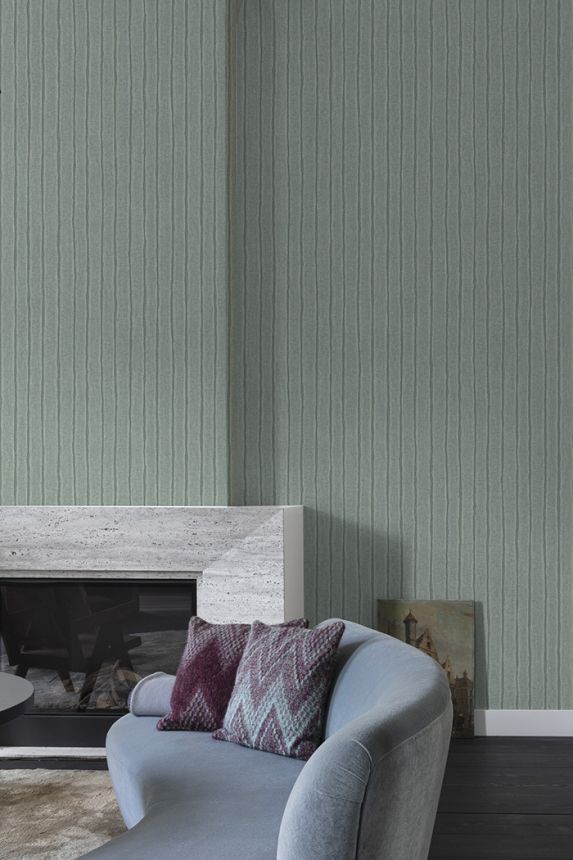Tapéta, zöld, csíkos, PW4006, Precious Weaves, Grandeco
