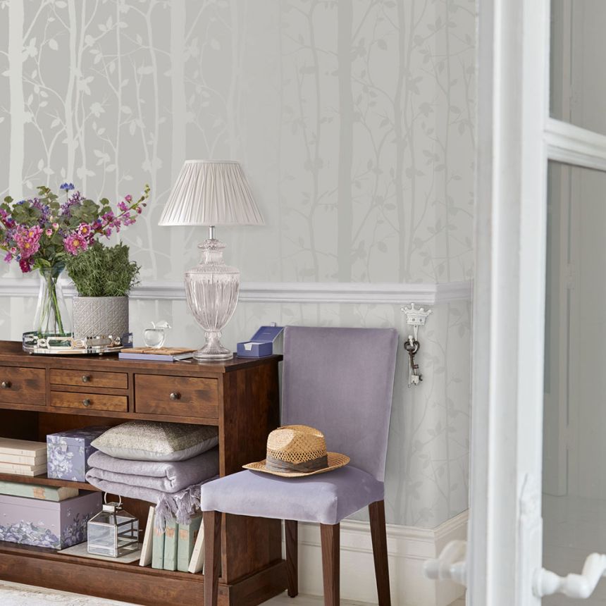 Tapéta, fehér-krém, fák, levelek, 113341, Laura Ashley Signature