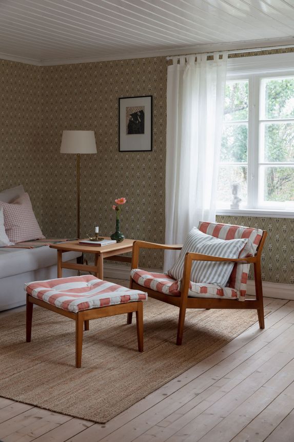 Tapéta, barna, kastélyminta, ornamentika, 4164, Alla Tiders Hus, Borastapeter