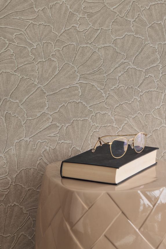 Tapéta, barna-bézs, ginkgo levelek, 350524, Riviera Maison, Eijffinger