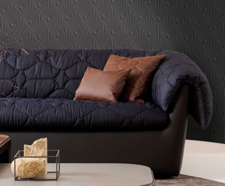 Luxus geometrikus tapéta, szürke-fekete, art deco, Z30324, Casa 8, Trussardi