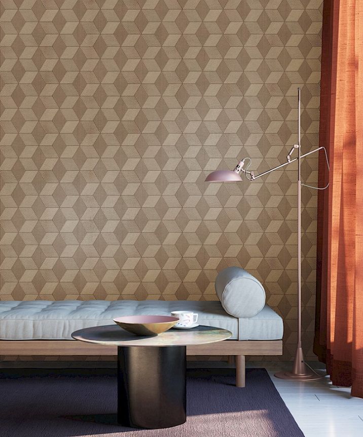 Tapéta, barna-arany, geometrikus, ORB503, The Texture Book, Masureel