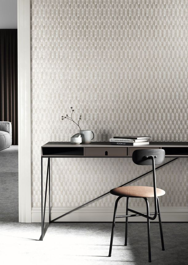 Tapéta, szürke-bézs, geometrikus, ORB705, The Texture Book, Masureel
