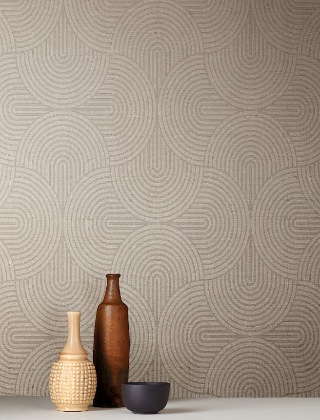 Tapéta, szürke-bézs, grafikus, Art Deco, EAR606, The Texture Book, Masureel