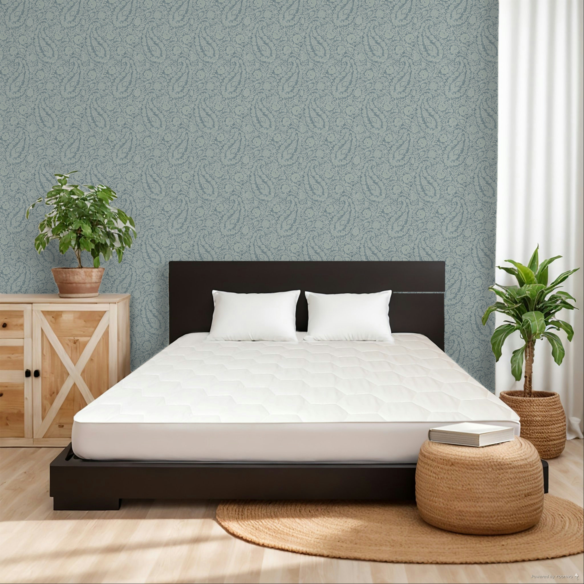 Tapéta, kék, virágok, ornamentika, 350656, Amber, Eijffinger