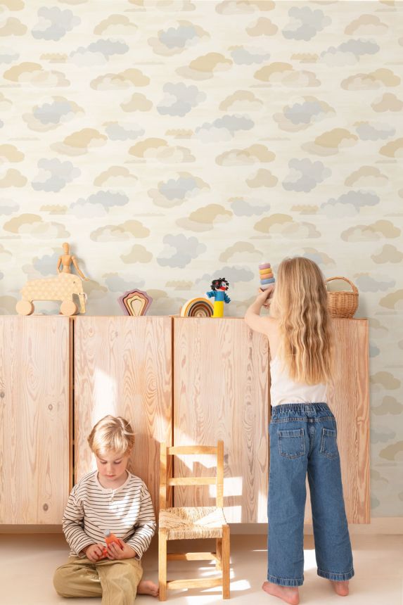 Gyerektapéta, bézs, felhők, LD2019, Little Dreamers, Grandeco